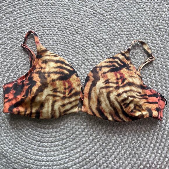 Shade & Shore Tiger print bikini top w/underwire Sz 34DD - Picture 1 of 4